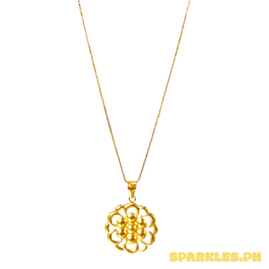 18k Saudi Gold Foxtail Chain 18" + 18k #2 Turbine Flower Saudi Gold Lightweight