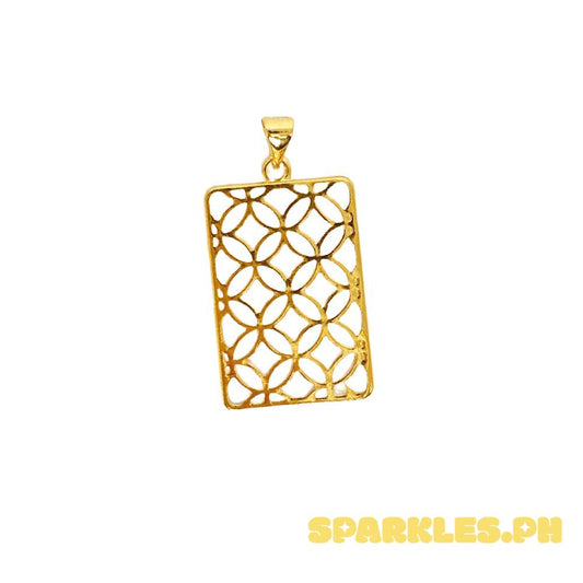 18k Saudi Gold Rectangle Money Catcher Pendant - SKU-TXJSYUBU