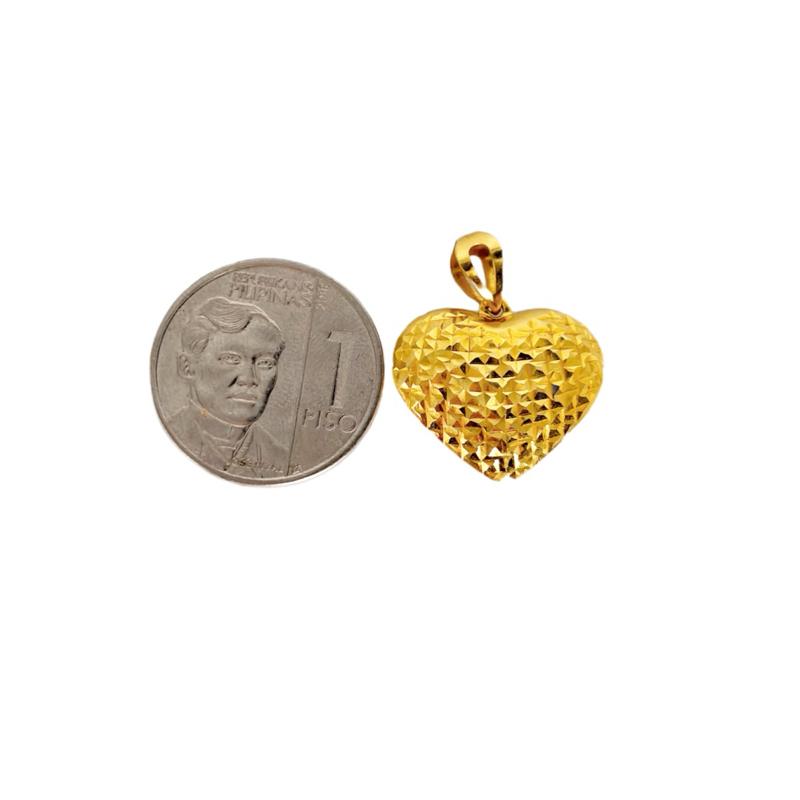 18k Saudi Gold Set Diacut Jumbo Heart + Big Tauco Chain 18”