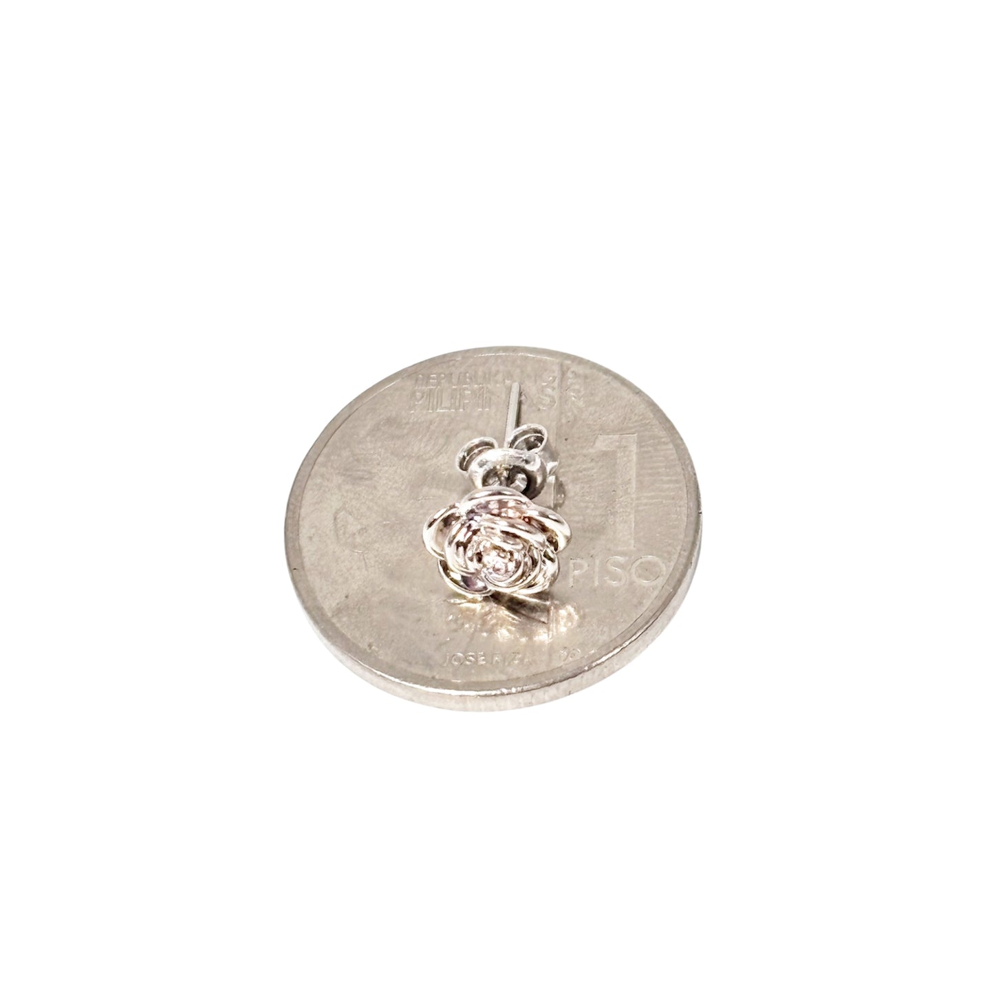18k Saudi Gold - EF White Gold Rose Stud Earring