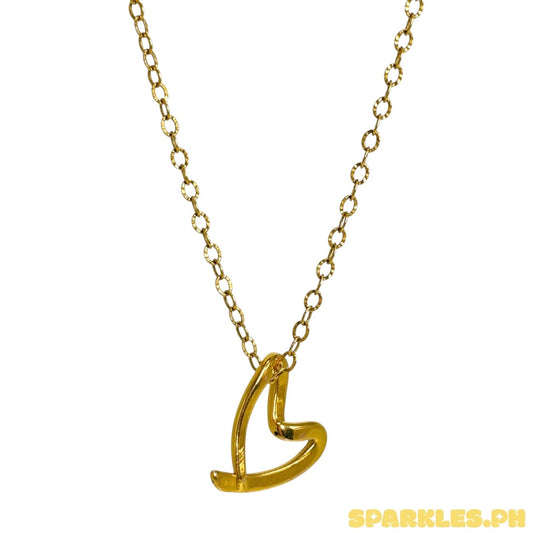 18k Saudi Gold Diacut Circle Chain 18" + AMPAW/HOLLOW 18k Saudi Gold Line Heart V1 - C60TRY