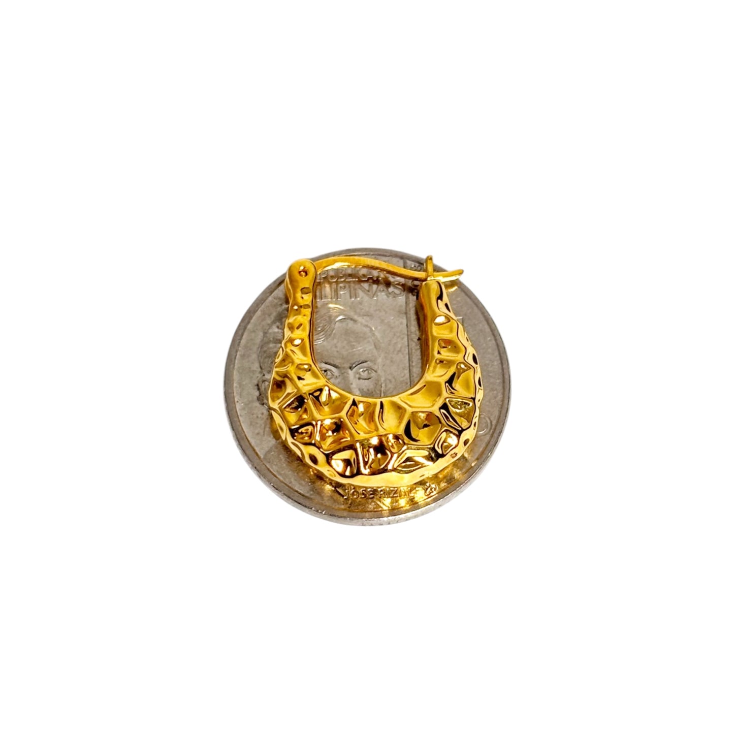 18k Saudi Gold EF Crescent Hoop Earring - SKU-O3WB9ID7