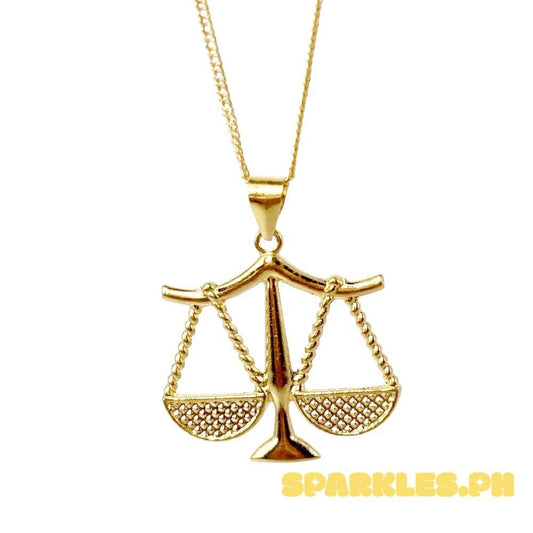 18k Saudi Gold Set Libra Pendant + Japan Chain 20"