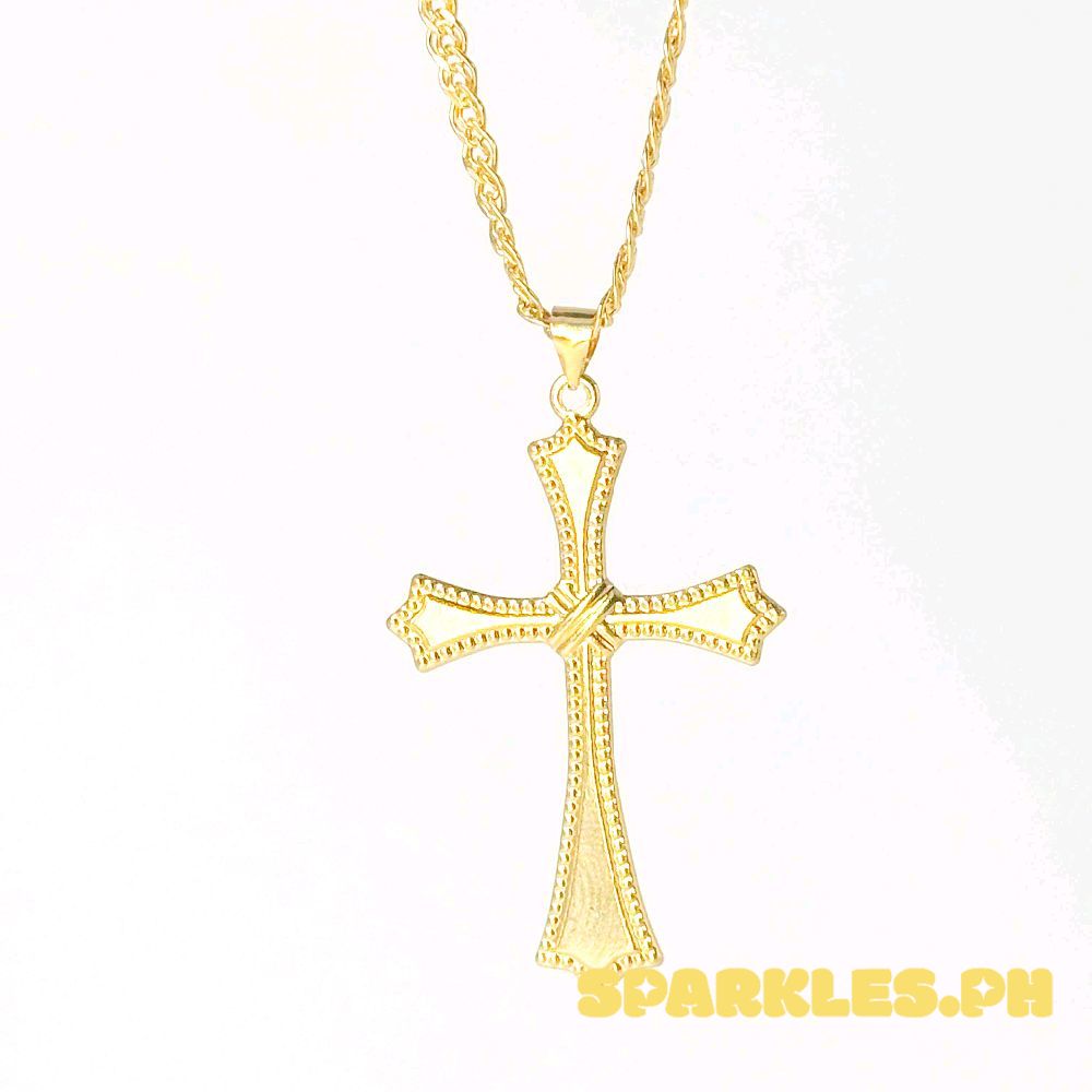 18k Saudi Gold Set Sword Cross + Tauco Knot Chain 20"