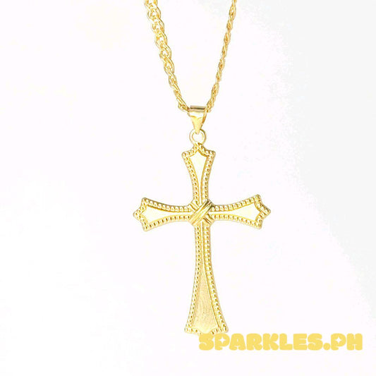 18k Saudi Gold Set Sword Cross + Tauco Knot Chain 20"