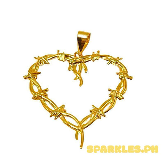 18k Saudi Gold Wire Heart Pendant - SKU-EP1NKGUY
