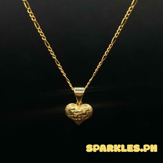 18k Saudi Gold Combo 18' Figaru + Diacut Heart Buo Solid Pawnable
