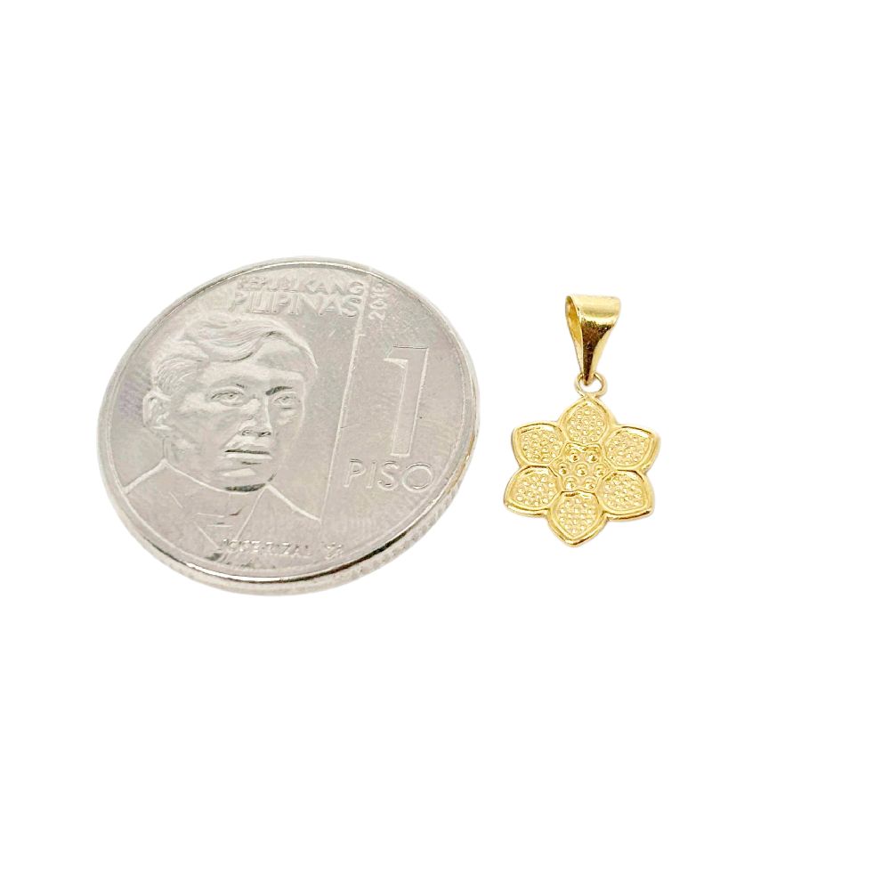 18k Saudi Gold Lotus Flower Pendant Solid Pawnable - SKU-EHEI24G1