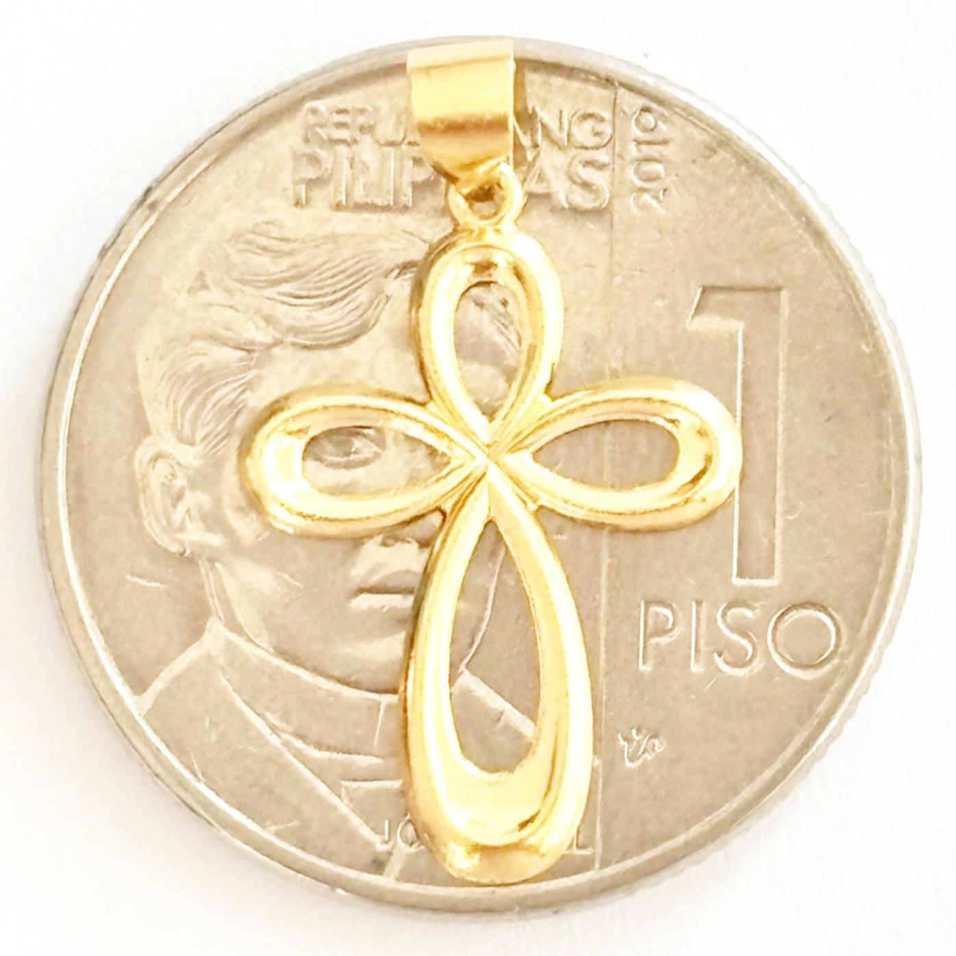 18k Saudi Gold Loop Cross Pendant - SKU-JUYTROZI