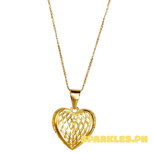 18k Saudi Gold Set Gabriella’s Heart + Foxtail Chain 18”