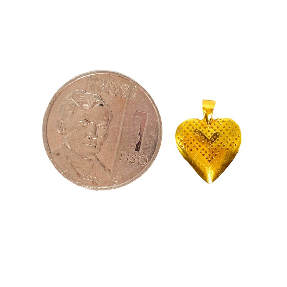 18k Saudi Gold Triangle Dot Heart Pendant - SKU-GORFW725