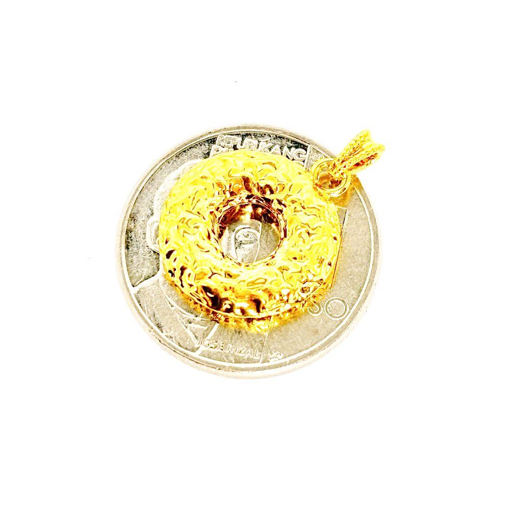 18k Saudi Gold Donut HOLLOW Pendant - SKU-STRSRJOK