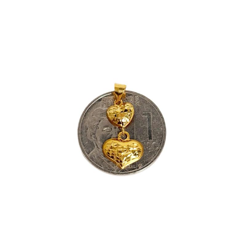 18k Saudi Gold Double Love Pendant -SKU-OOOHFKCA