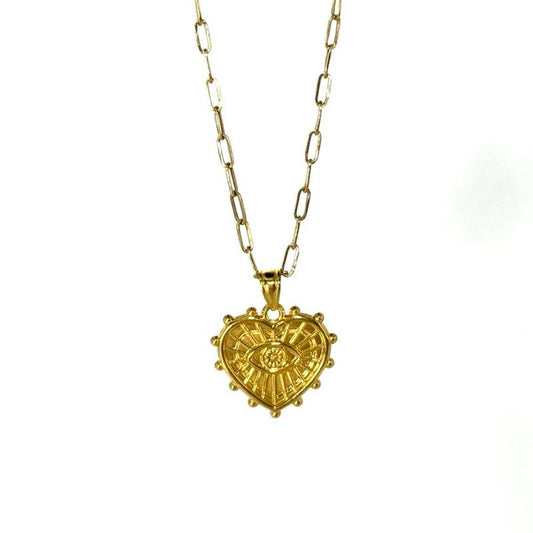 18k Saudi Gold Sinag Evil Eye Pendant + Japan Makapal 18"