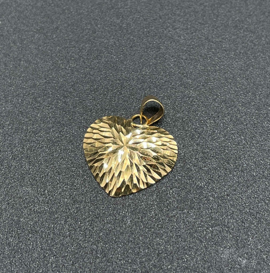 18k Saudi Gold Splash Heart Pendant Solid Lightweight Pawnable