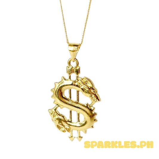 18k Saudi Gold Set Dollar Pendant + Japan Chain 20"