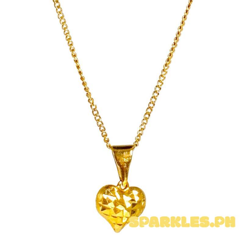 18k Saudi Gold Set Diacut Heart Buo + Cadena Chain 20”