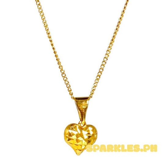 18k Saudi Gold Set Diacut Heart Buo + Cadena Chain 20”