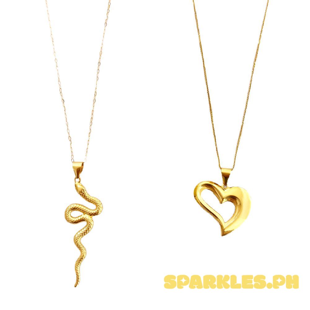 18k Saudi Gold Set Cobra + Tauco Chain lv1 & Classic Heart + Foxtail Chain 18"