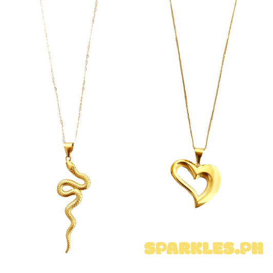 18k Saudi Gold Set Cobra + Tauco Chain lv1 & Classic Heart + Foxtail Chain 18"