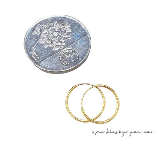 18k Saudi Gold 10mm Plain Loop Earring Solid Pawnable