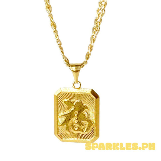 18k Saudi Gold Set Tag Pendant + Tauco Knot Chain 20"