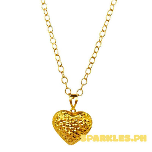 18k Saudi Gold Set Diacut Jumbo Heart + Big Tauco Chain 18”