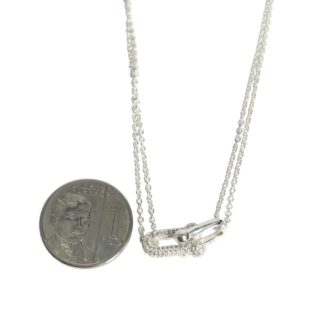 MT - 92.5 Sterling Silver - Double Layer U Bar Necklace