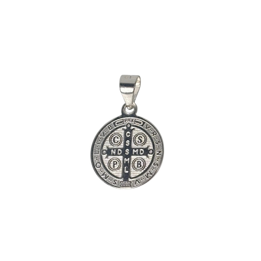 92.5 Sterling Silver - St. Benedict Medallion Pendant V1
