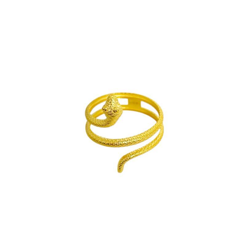 18k Saudi Gold Spiral Snake Ring -SKU-KY0BHUVH