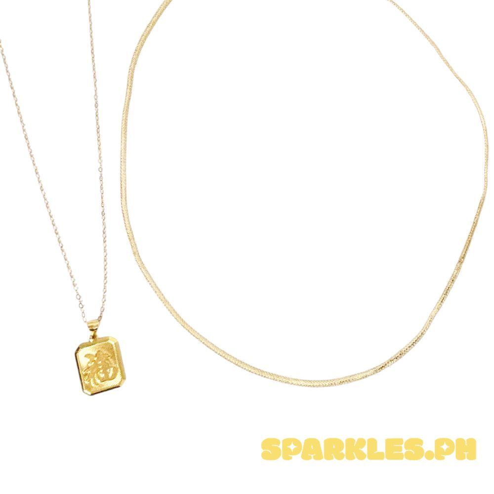 18k Saudi Gold Combo Sets Tag Pendant + Tauco Chain & Cobra Chain