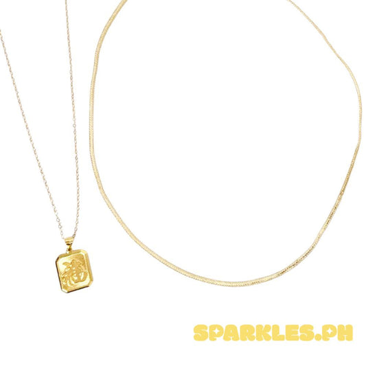 18k Saudi Gold Combo Sets Tag Pendant + Tauco Chain & Cobra Chain