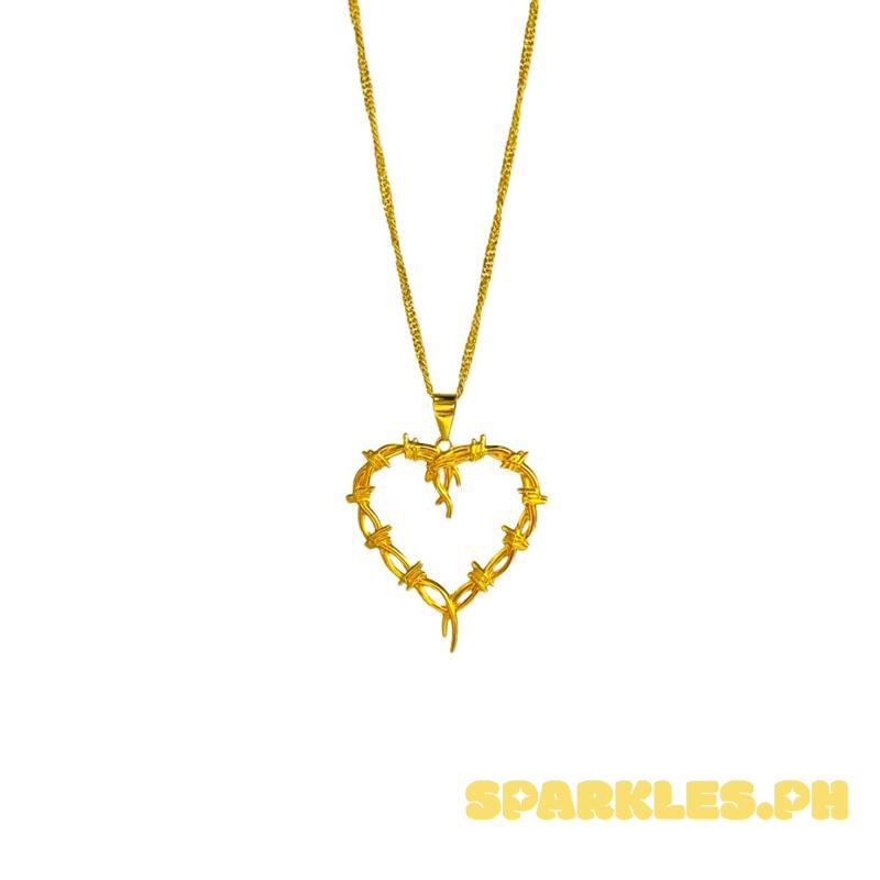 18k Saudi Gold Wire Heart Pendant + Japan Makapal 18"