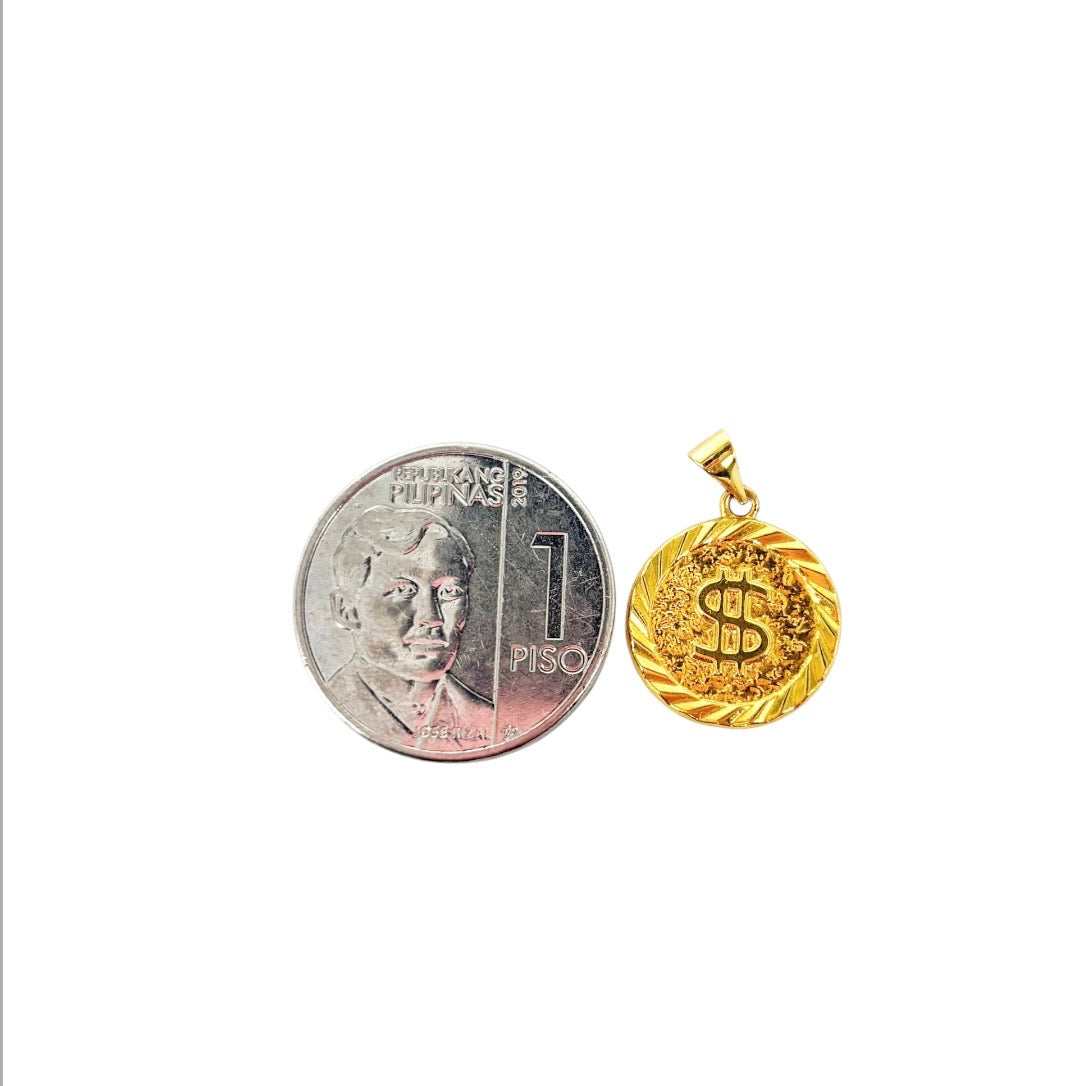 18k Saudi Gold Karkar Chain 18" + 18k Saudi Gold Dollar Coin Pendant