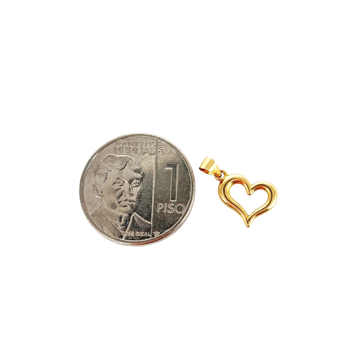 18k Gold 18 inches Rope Chain light weight + 18k Saudi Gold Mini Love PENDANT
