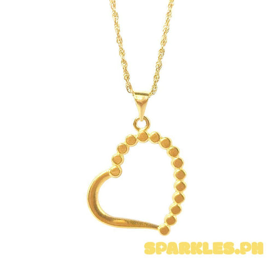 18k Saudi Gold Set Bubble Heart+ Rope Chain 16"