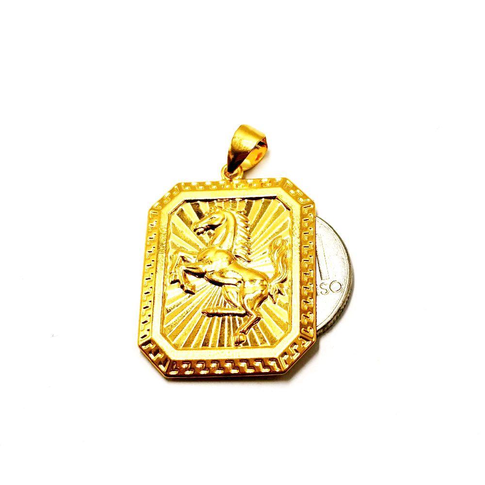18k Saudi Gold Square Horse Pendant - SKU-6YMIDH6Z