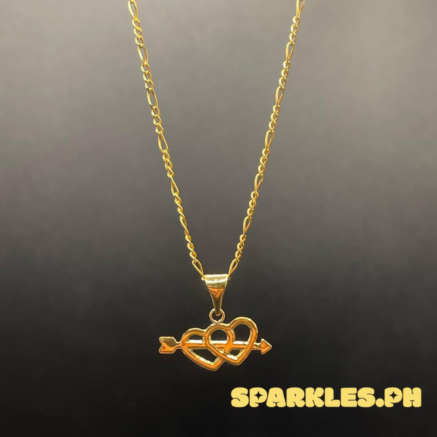 18k Saudi Gold SET Mini Cupido + Figaru Chain 16"