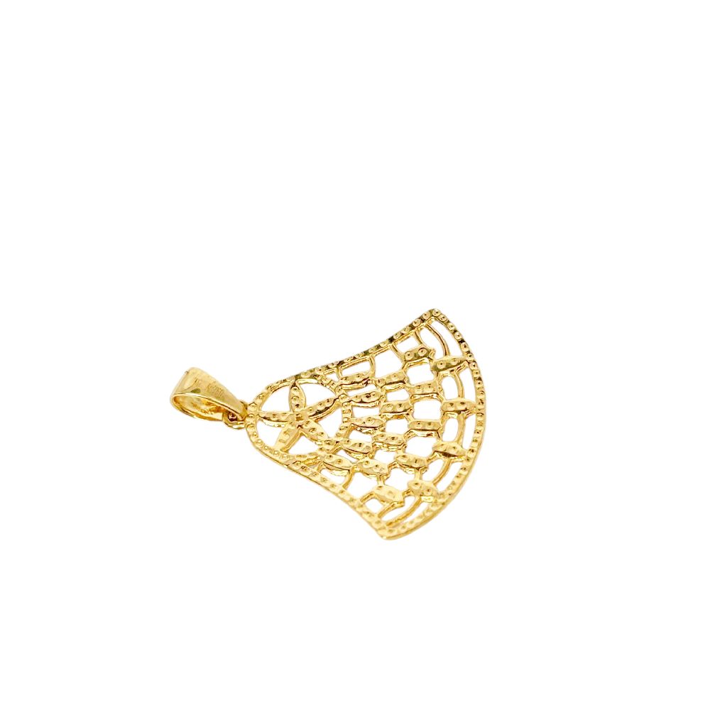 18k Saudi Gold Star Bell Pendant - SKU-F3G2UM3C