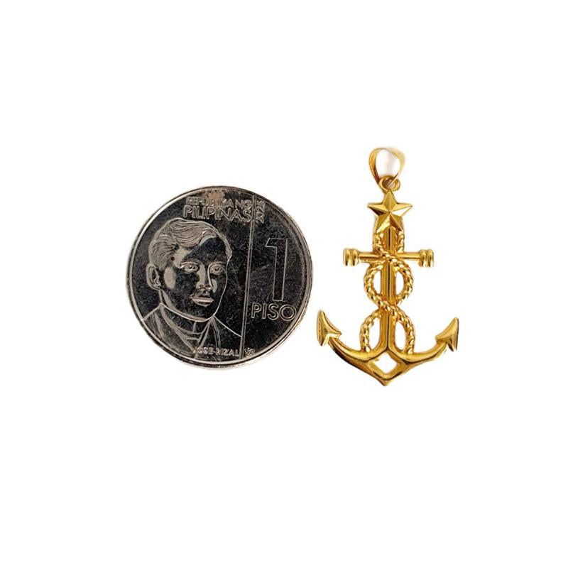 18k Saudi Gold Figaru Chain 20" + 18k Saudi Gold Anchor Star Pendant