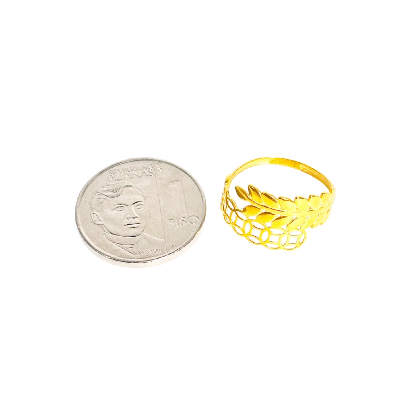 18k Saudi Gold Money Catcher Leaf Ring -SKUAP2326RIN4