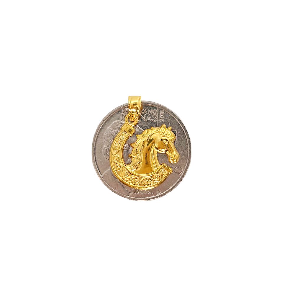 18k Saudi Gold Set Horseshoe Pendant - SKU-2Y2SZAE7