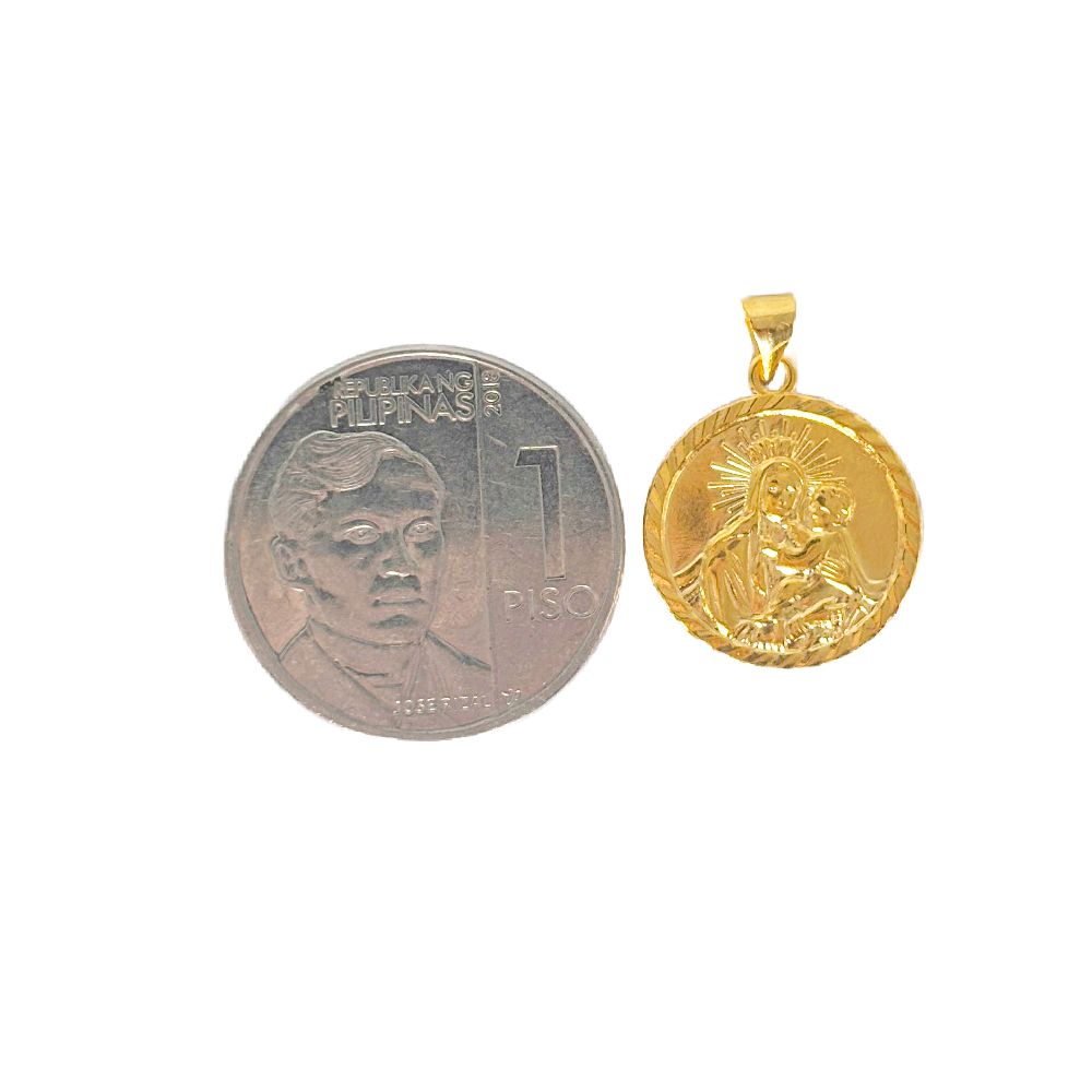 18k Saudi Gold 15mm Mother & Child Pendant - SKU-QYF4NKNO