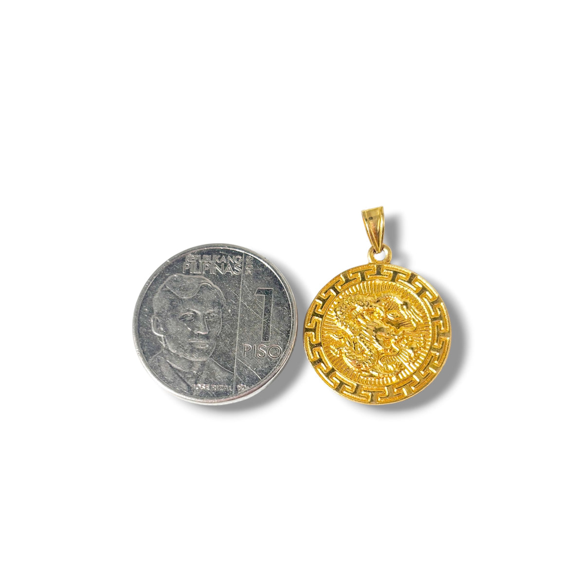 18k Saudi Gold Figaru Chain Makapal V2 20" + 18k Saudi Gold Dragon Medallion Pendant