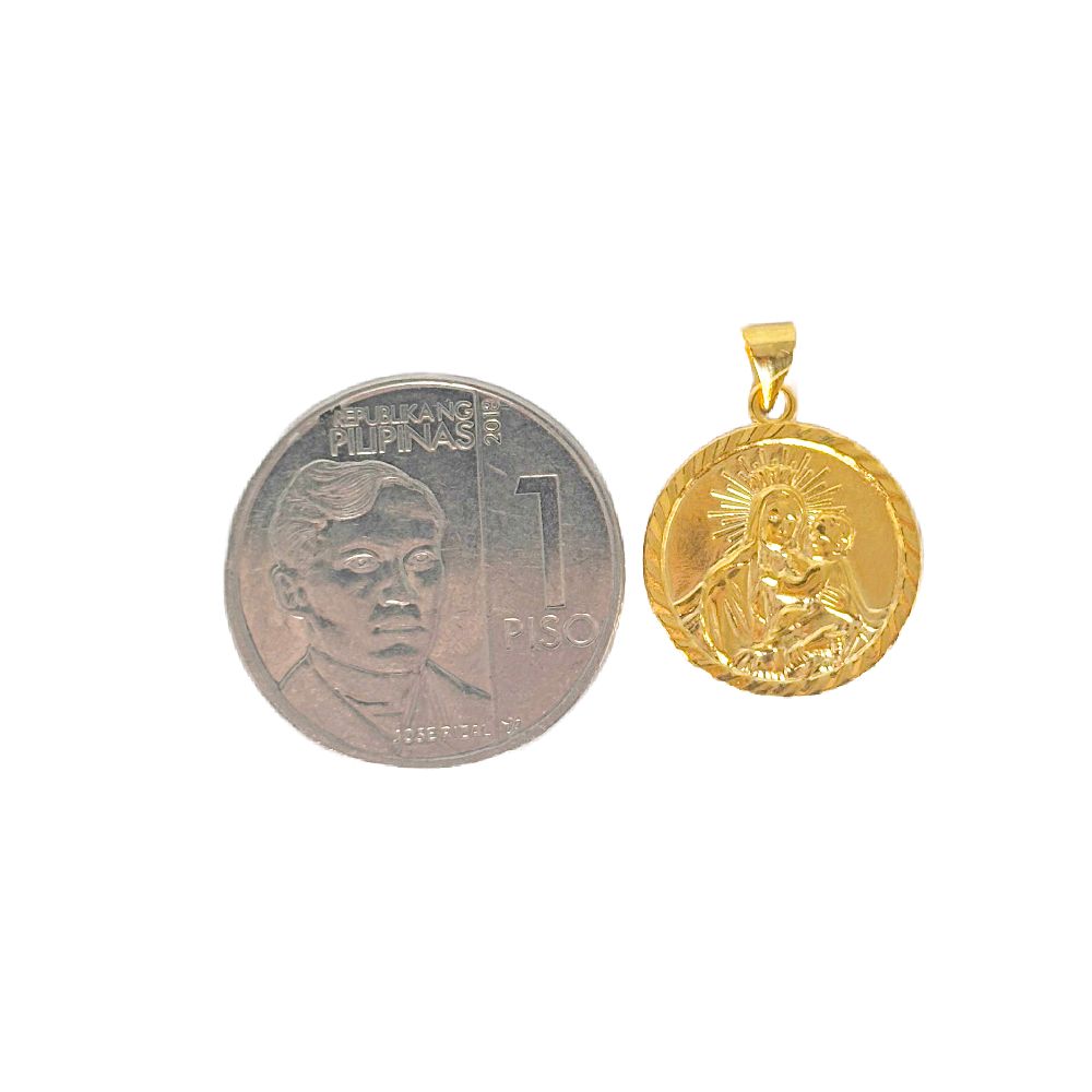 18k Saudi Gold Set 15mm Mother & Child + Foxtail Chain 18"