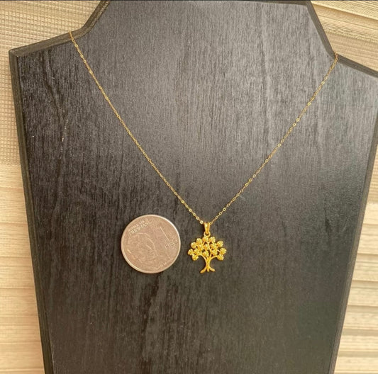 Money Tree Necklace set with Tauco Chain 18k Saudi Gold