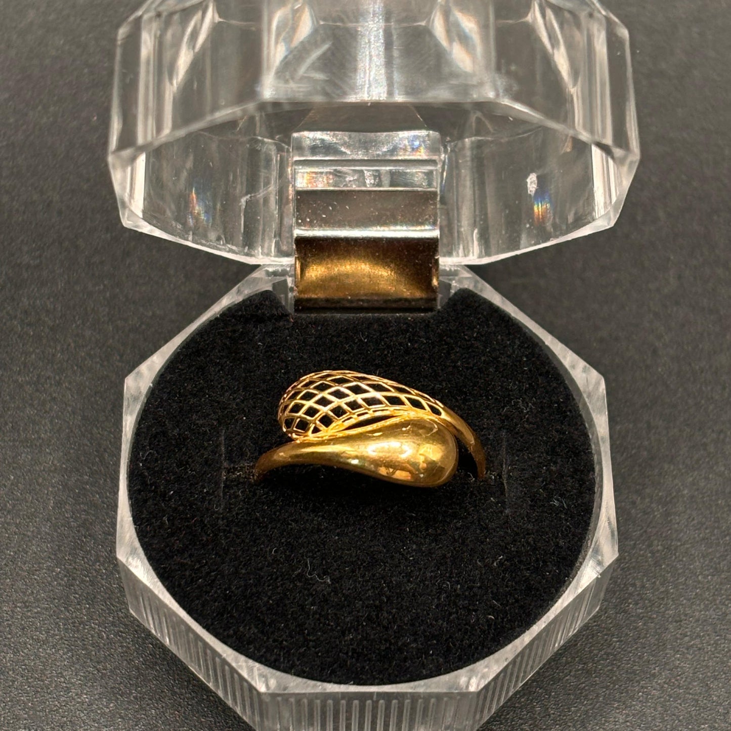 18k Saudi Gold Net Teardrop Ring - SKU-A9GQZ6PI