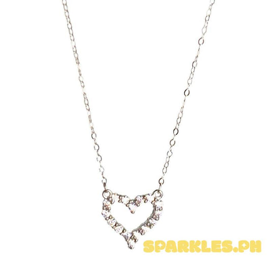 18k Saudi Gold WG Moissanite Heart Necklace - SKU-6133CWYT