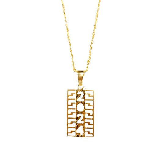 18k Saudi Gold Set Square Fenfen + Rope Chain 20"