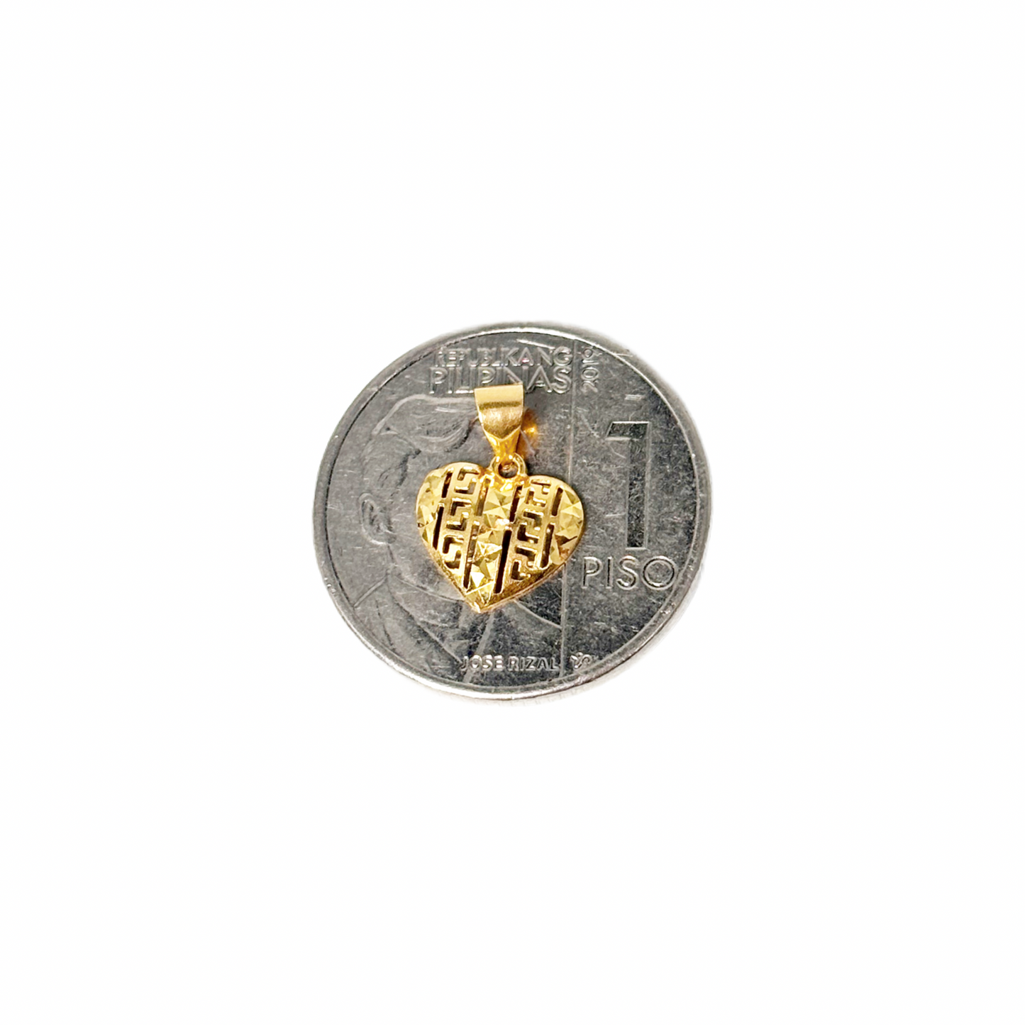 18k Saudi Gold Diacut Fenfen Heart Pendant